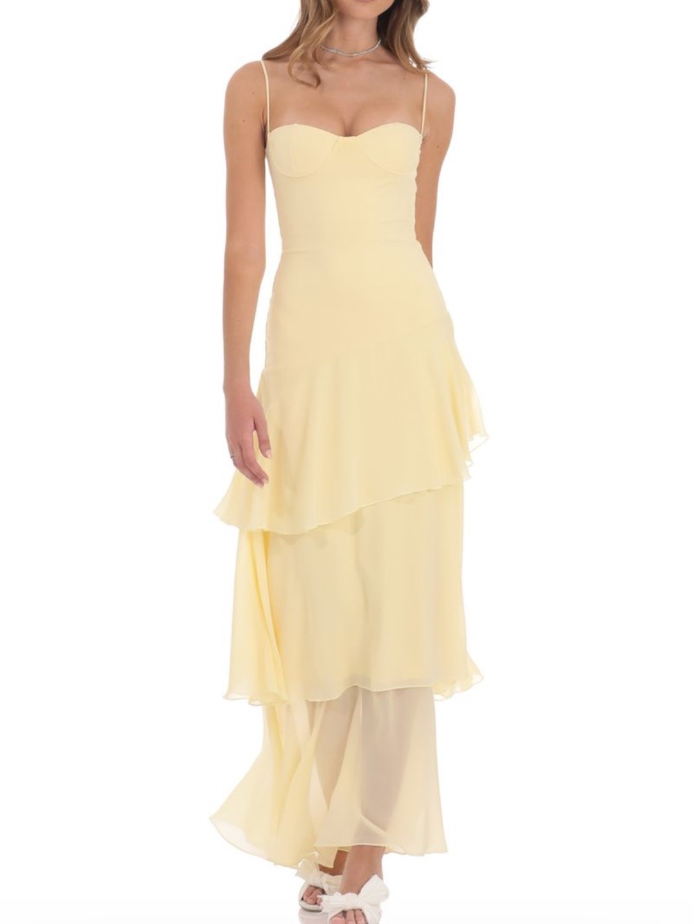 Yellow Ruffle Maxi Dres - Picture 3 of 5